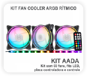 KIT 3 COOLER ARGB RITIMICO 120X120 + PLACA + FITA AADA - KMEX